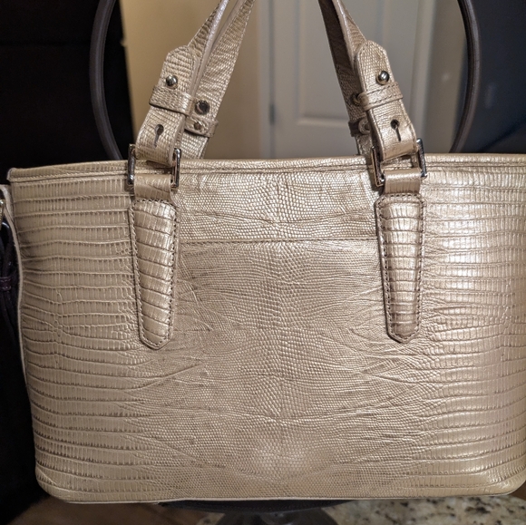 Brahmin Melbourne Mini Asher Croc Embossed Satchel Calf Hair Excellent - Picture 2 of 8